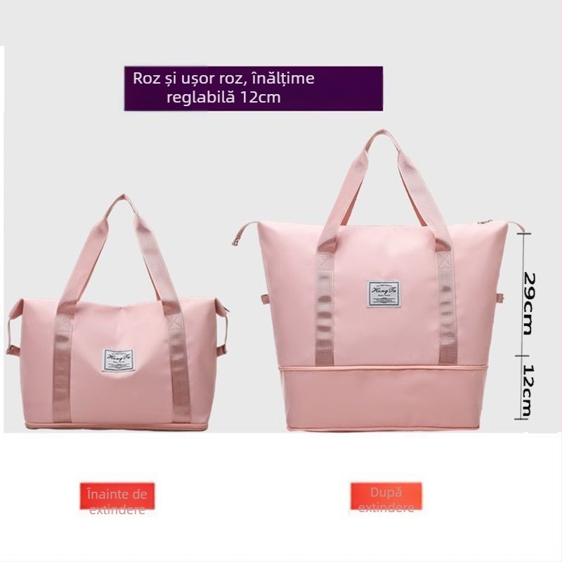 Geantă de călătorie cu design în trei straturi, capacitate extensibilă, material PU, căptușeală din pânză, capacitate sub 20 L