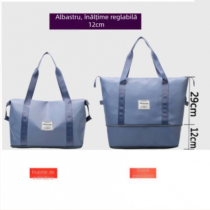 Geantă de călătorie cu design în trei straturi, capacitate extensibilă, material PU, căptușeală din pânză, capacitate sub 20 L
