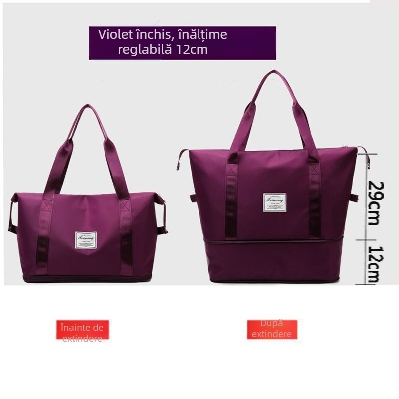 Geantă de călătorie cu design în trei straturi, capacitate extensibilă, material PU, căptușeală din pânză, capacitate sub 20 L