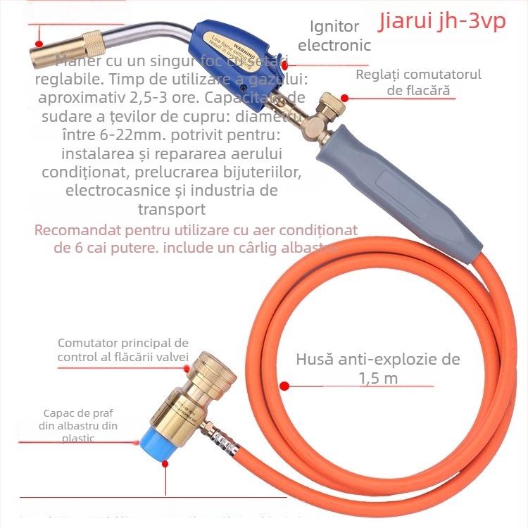 Pistol de sudură pentru țevi de cupru – Jiarui JH-3SW, sudură a țevilor de cupru, accesoriu pentru aer condiționat