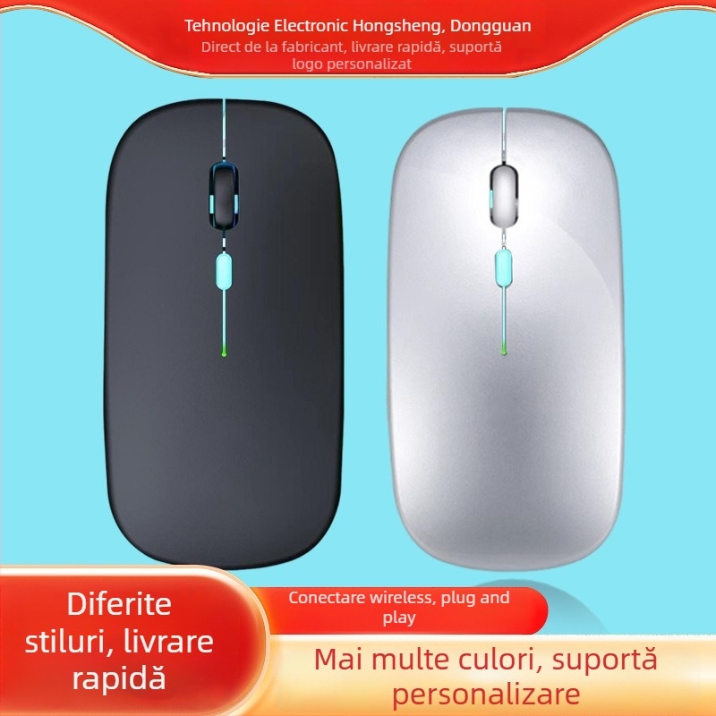 Mouse wireless cu mod dual 2.4G și Bluetooth, DPI 1600, rază de acțiune 10 m, reîncărcabil, ergonomic