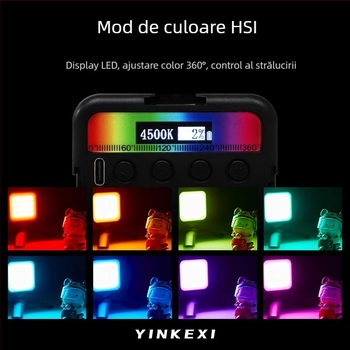 Inkex WL Mini LED Lumină de umplere – Lumină de buzunar, 7W, 3.7V, trei temperaturi de culoare, pentru înregistrări live de selfie