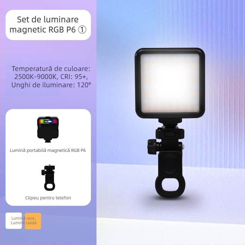 Inkex WL Mini LED Lumină de umplere – Lumină de buzunar, 7W, 3.7V, trei temperaturi de culoare, pentru înregistrări live de selfie