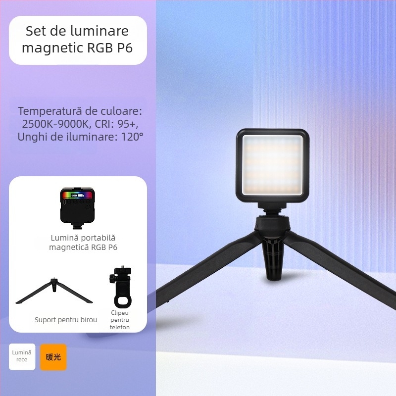 Inkex WL Mini LED Lumină de umplere – Lumină de buzunar, 7W, 3.7V, trei temperaturi de culoare, pentru înregistrări live de selfie