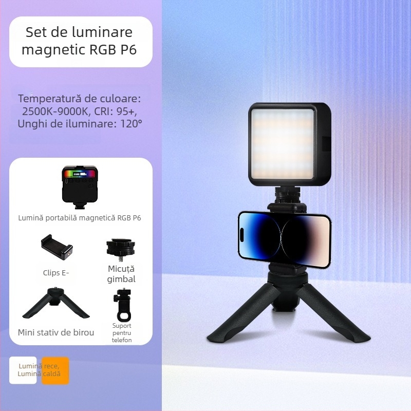 Inkex WL Mini LED Lumină de umplere – Lumină de buzunar, 7W, 3.7V, trei temperaturi de culoare, pentru înregistrări live de selfie