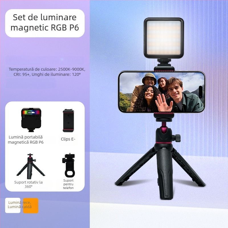 Inkex WL Mini LED Lumină de umplere – Lumină de buzunar, 7W, 3.7V, trei temperaturi de culoare, pentru înregistrări live de selfie