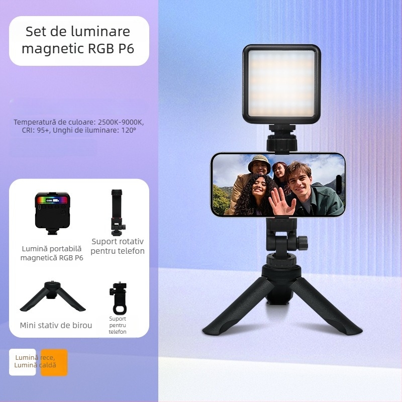 Inkex WL Mini LED Lumină de umplere – Lumină de buzunar, 7W, 3.7V, trei temperaturi de culoare, pentru înregistrări live de selfie