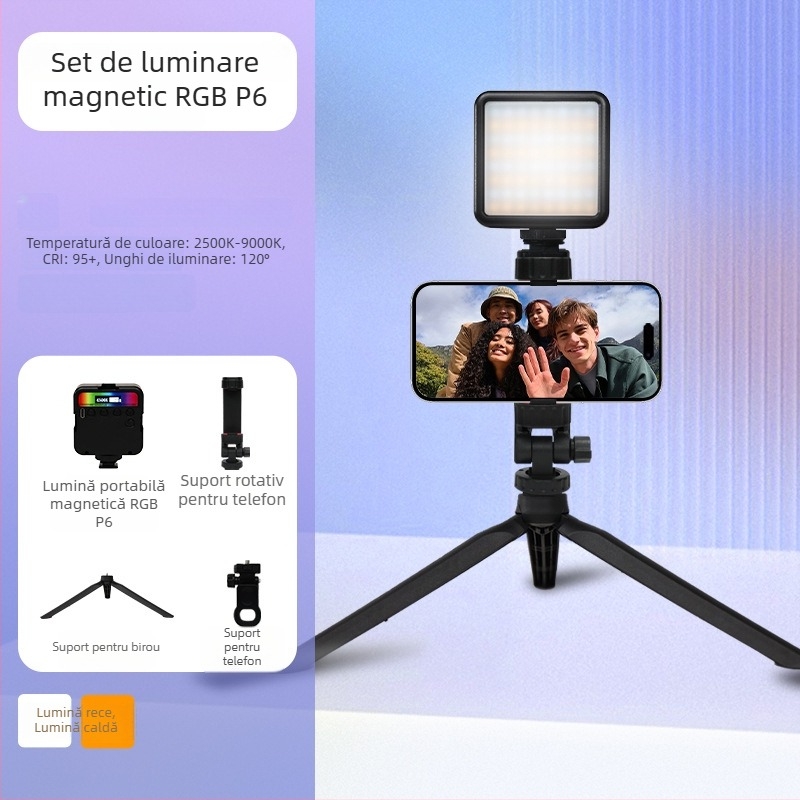 Inkex WL Mini LED Lumină de umplere – Lumină de buzunar, 7W, 3.7V, trei temperaturi de culoare, pentru înregistrări live de selfie
