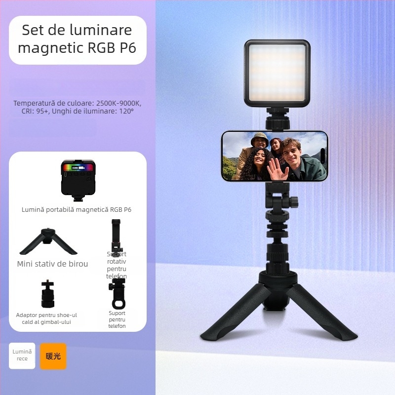Inkex WL Mini LED Lumină de umplere – Lumină de buzunar, 7W, 3.7V, trei temperaturi de culoare, pentru înregistrări live de selfie
