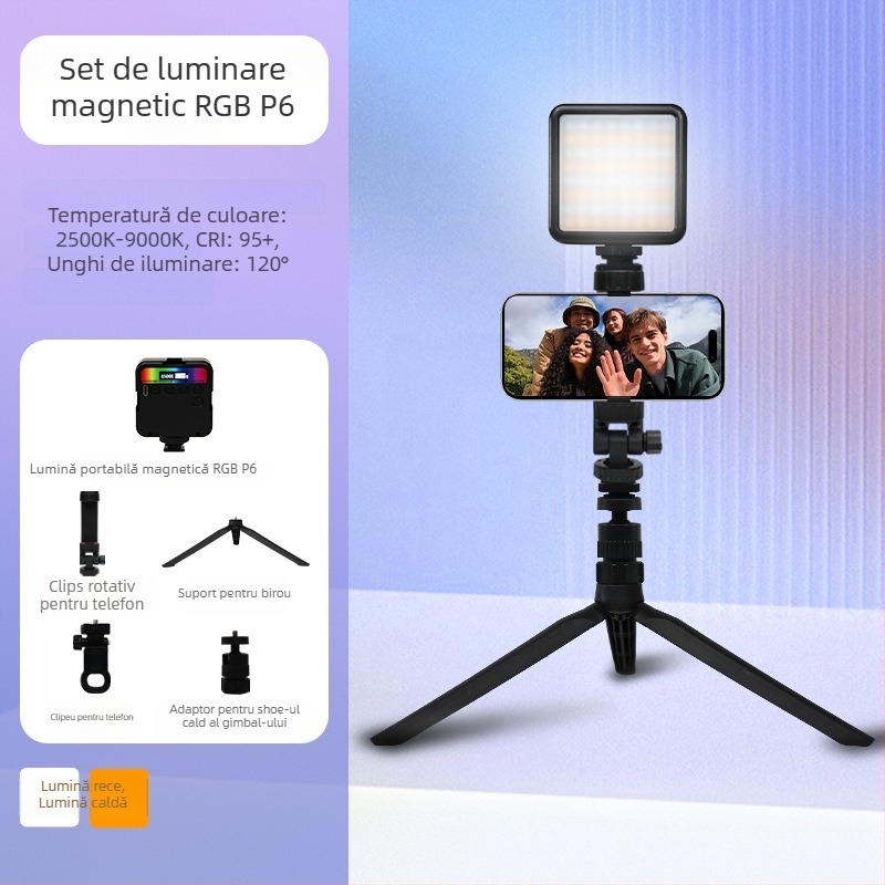 Inkex WL Mini LED Lumină de umplere – Lumină de buzunar, 7W, 3.7V, trei temperaturi de culoare, pentru înregistrări live de selfie
