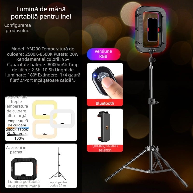Lumină LED tip inel pentru transmisiuni live și fotografie de portret – baterie încorporată, 10–50W, 5V, personalizabil, marcă privată autorizată Zc.ltd