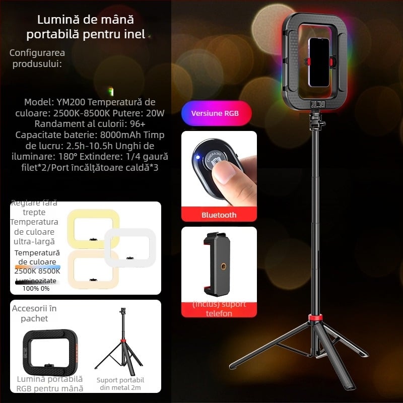 Lumină LED tip inel pentru transmisiuni live și fotografie de portret – baterie încorporată, 10–50W, 5V, personalizabil, marcă privată autorizată Zc.ltd