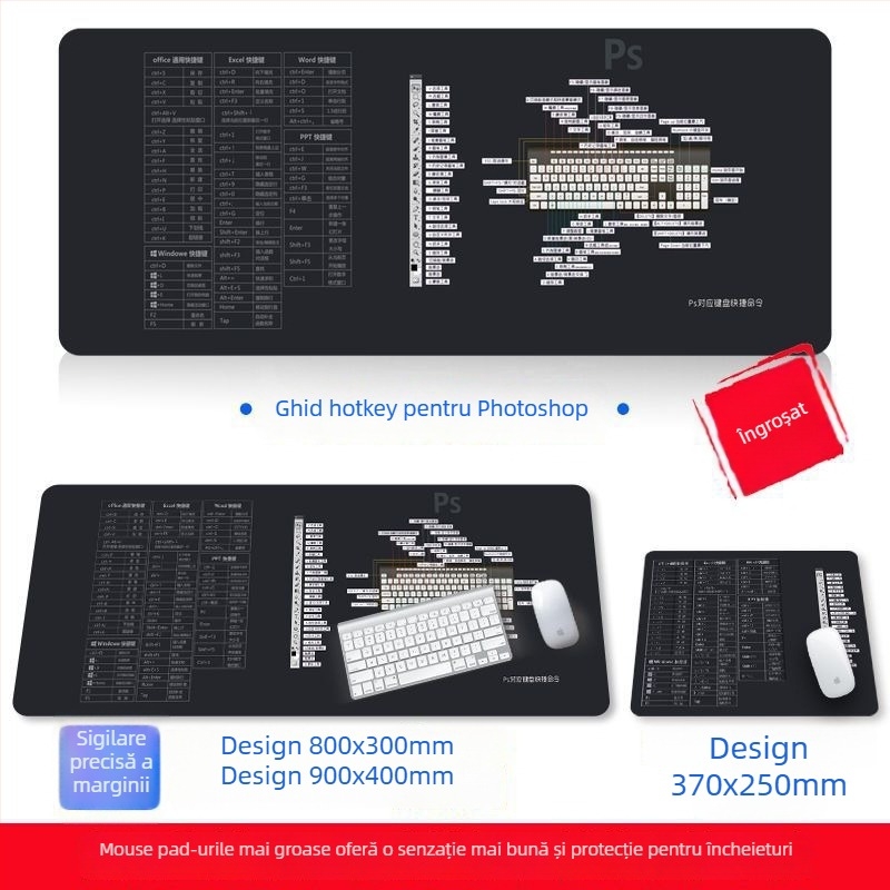 Covoraș mare anti-alunecare pentru birou, din cauciuc natural, o singură față, imprimare prin transfer termic, posibilitatea de a personaliza cu imagini, imprimare logo disponibil