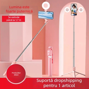 BT12 Suport selfie Bluetooth cu trepied și iluminare LED, telecomandă