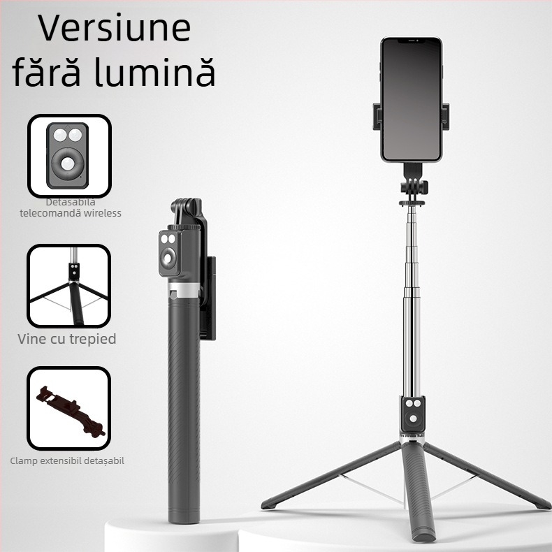 BT12 Suport selfie Bluetooth cu trepied și iluminare LED, telecomandă