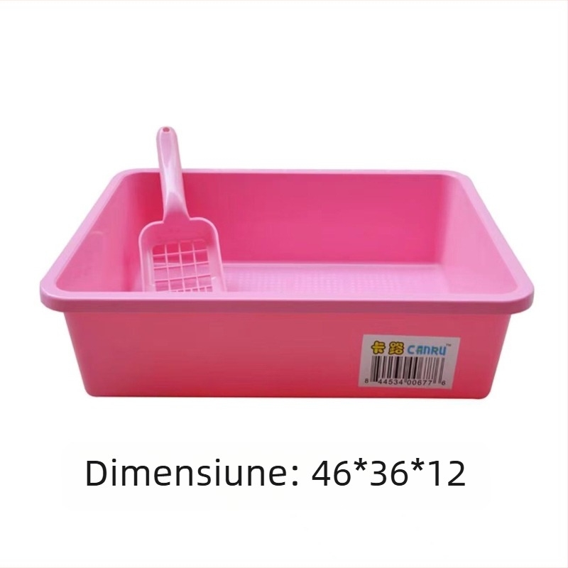 Cutie de nisip pisică, semi‑închisă, design cu două niveluri, din plastic, include lopățică