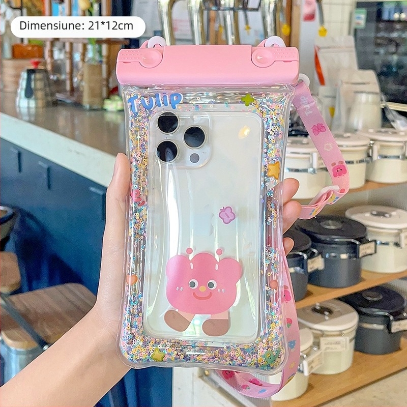 Husă impermeabilă pentru telefon cu cataramă dublă și șnur textil – husă PVC sigilată cu ecran tactil pentru telefoane mobile (Cod Lh003)