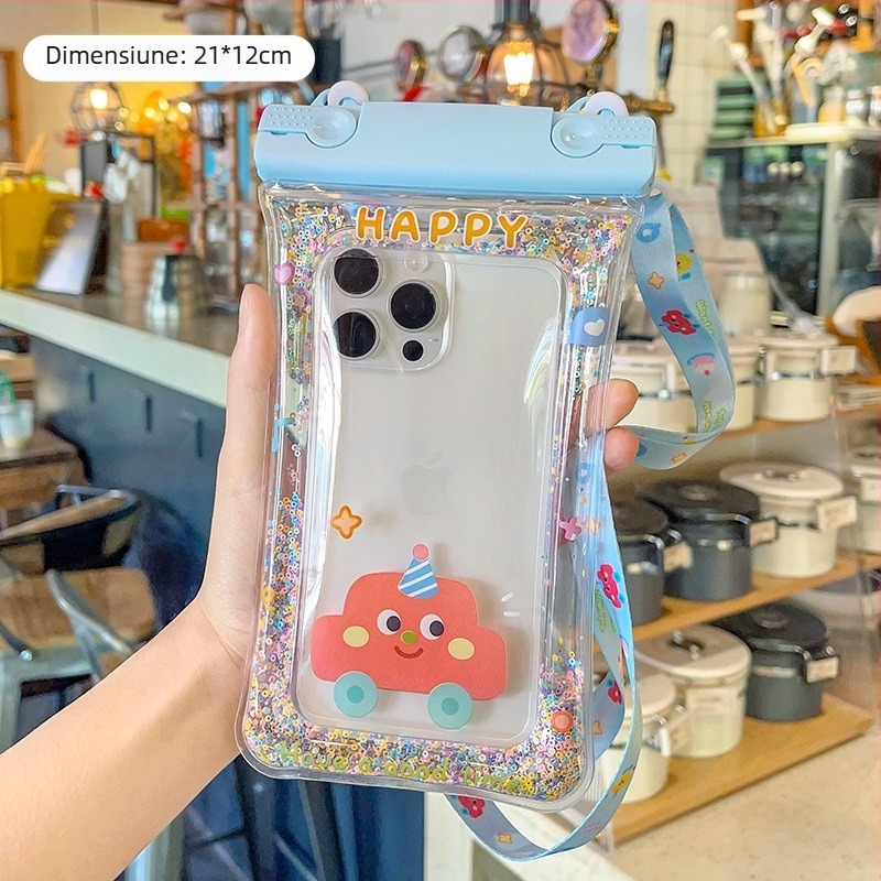 Husă impermeabilă pentru telefon cu cataramă dublă și șnur textil – husă PVC sigilată cu ecran tactil pentru telefoane mobile (Cod Lh003)