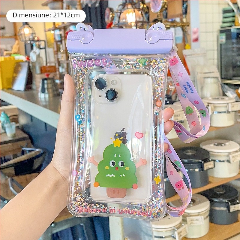 Husă impermeabilă pentru telefon cu cataramă dublă și șnur textil – husă PVC sigilată cu ecran tactil pentru telefoane mobile (Cod Lh003)