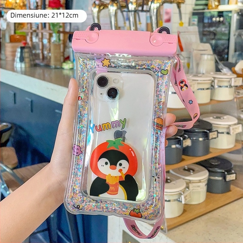 Husă impermeabilă pentru telefon cu cataramă dublă și șnur textil – husă PVC sigilată cu ecran tactil pentru telefoane mobile (Cod Lh003)