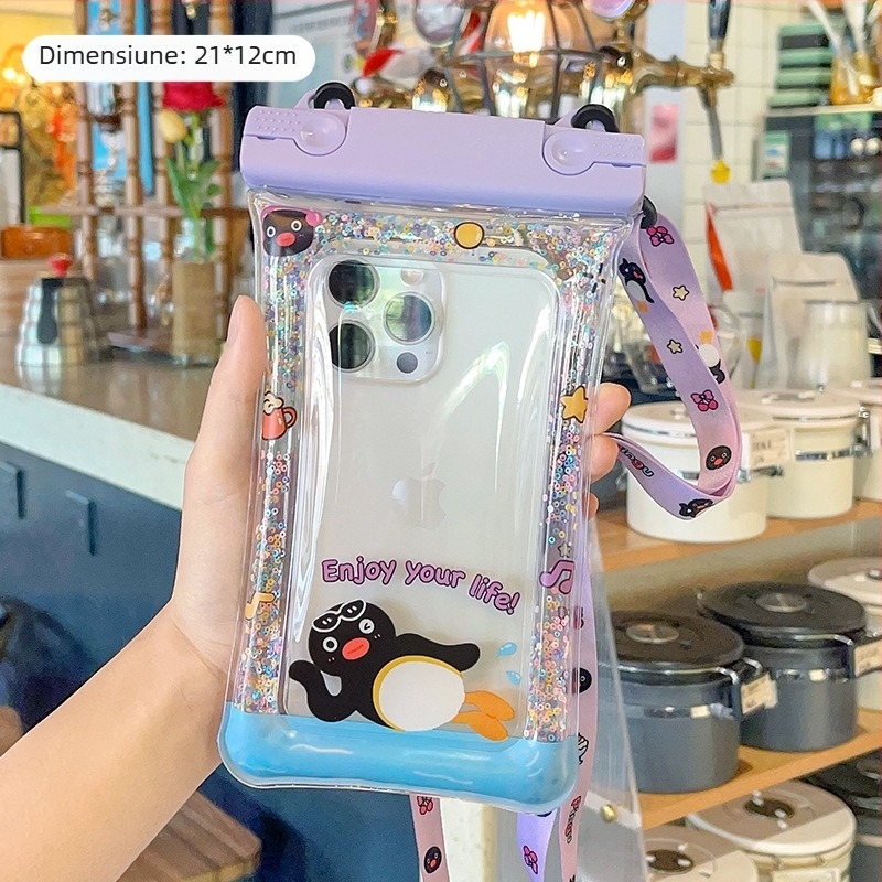 Husă impermeabilă pentru telefon cu cataramă dublă și șnur textil – husă PVC sigilată cu ecran tactil pentru telefoane mobile (Cod Lh003)