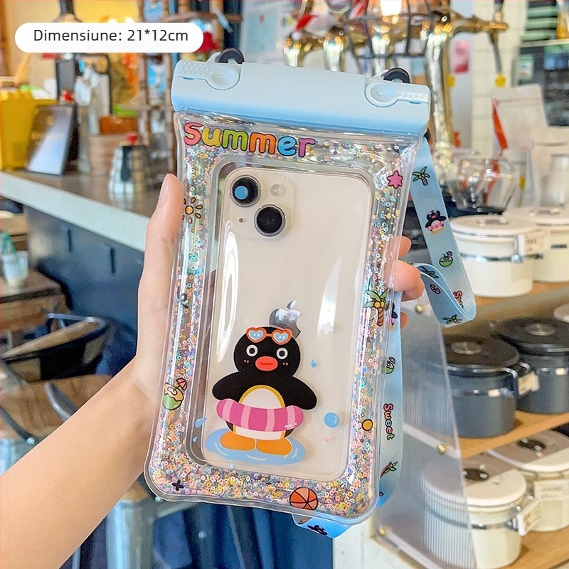 Husă impermeabilă pentru telefon cu cataramă dublă și șnur textil – husă PVC sigilată cu ecran tactil pentru telefoane mobile (Cod Lh003)