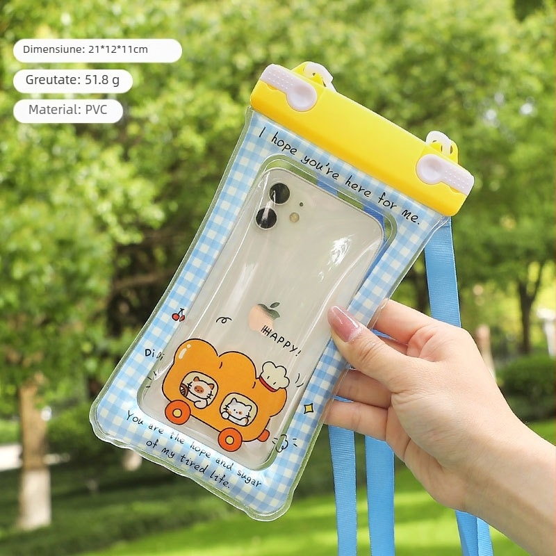 Husă impermeabilă pentru telefon cu cataramă dublă și șnur textil – husă PVC sigilată cu ecran tactil pentru telefoane mobile (Cod Lh003)