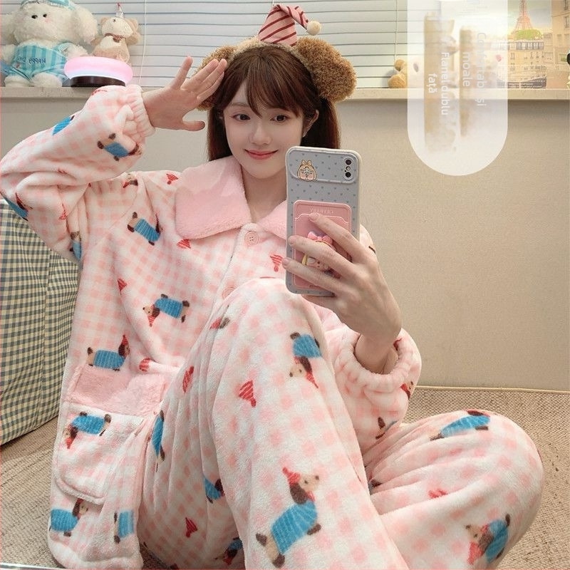 Set de pijamale din două piese, mâneci lungi, toamnă/iarnă, amestec poliester-spandex 95%+