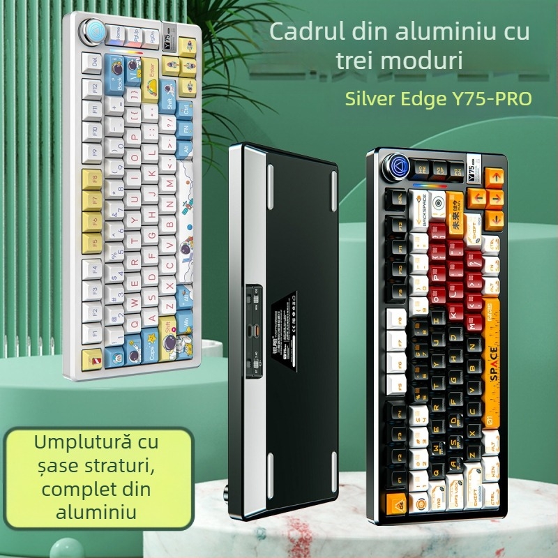 Tastatură mecanică cu 81 de taste, conectivitate wireless în trei moduri, corp din aliaj de aluminiu, switch-uri liniare.