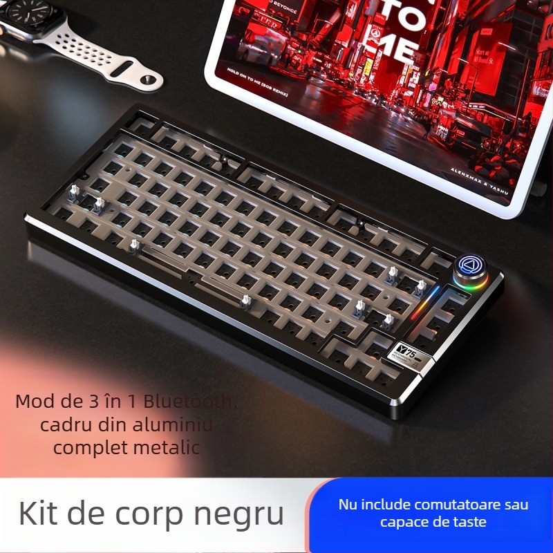 Tastatură mecanică cu 81 de taste, conectivitate wireless în trei moduri, corp din aliaj de aluminiu, switch-uri liniare.
