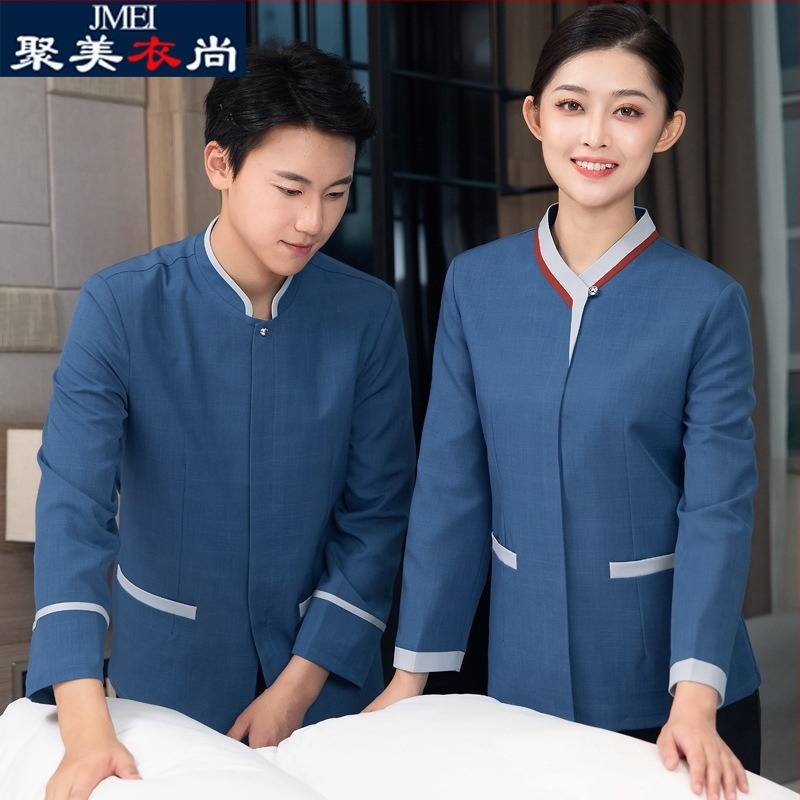 Uniformă de curățenie pentru hotel – Unisex, mâneci lungi, guler cu stand, iarnă, pantaloni, poliester elastan 90–95%