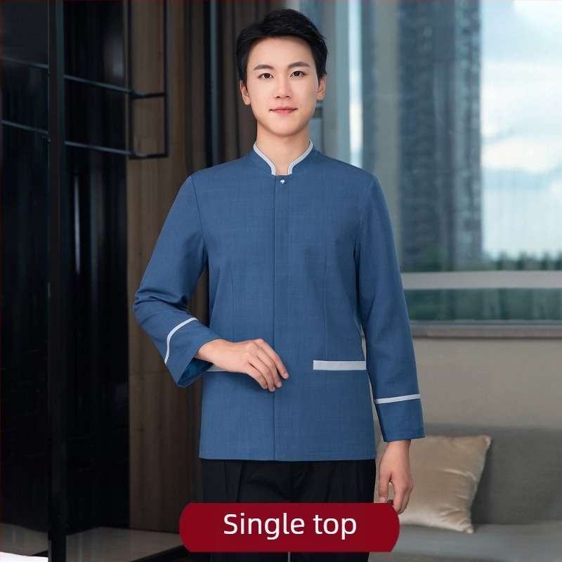 Uniformă de curățenie pentru hotel – Unisex, mâneci lungi, guler cu stand, iarnă, pantaloni, poliester elastan 90–95%