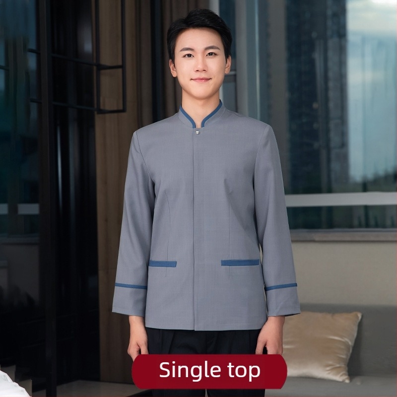 Uniformă de curățenie pentru hotel – Unisex, mâneci lungi, guler cu stand, iarnă, pantaloni, poliester elastan 90–95%