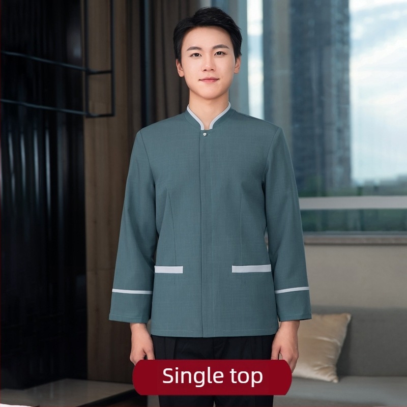 Uniformă de curățenie pentru hotel – Unisex, mâneci lungi, guler cu stand, iarnă, pantaloni, poliester elastan 90–95%