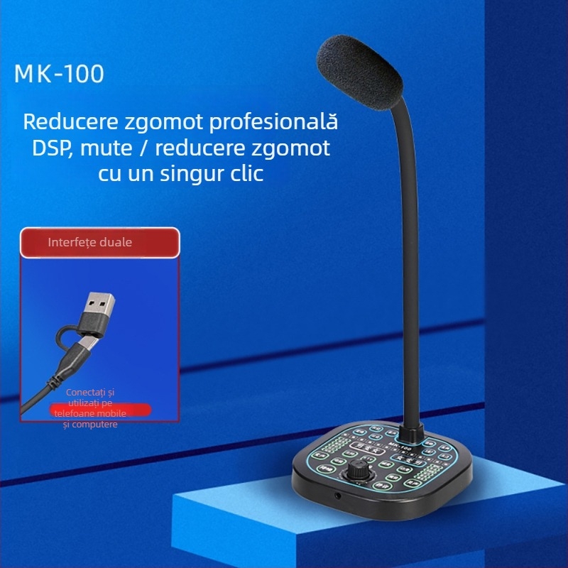 Card de sunet USB cu modificare de voce pentru streaming live pe mobil și PC — Model i9, baterie încorporată 500–800mAh, Bluetooth 4.0, 100Hz–20kHz, SNR ≥60dB