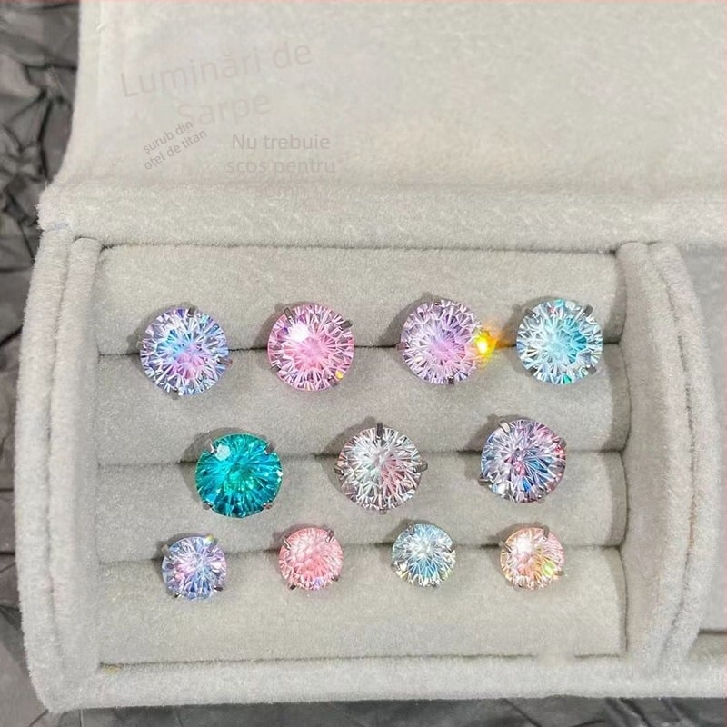 Cercei geometrici din oțel titan cu zirconiu, inspirați de osul urechii, design original