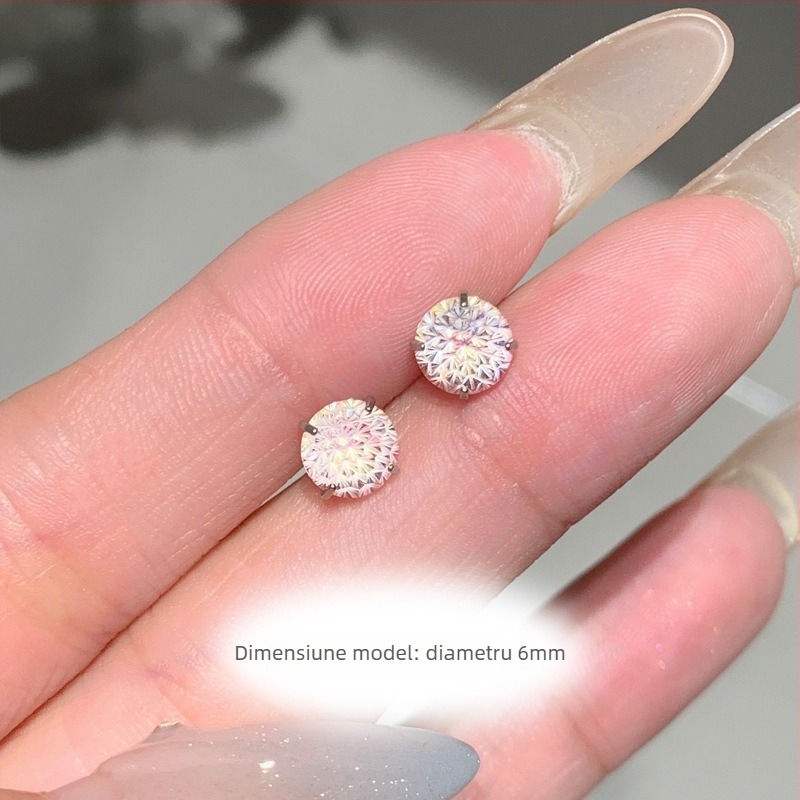 Cercei geometrici din oțel titan cu zirconiu, inspirați de osul urechii, design original