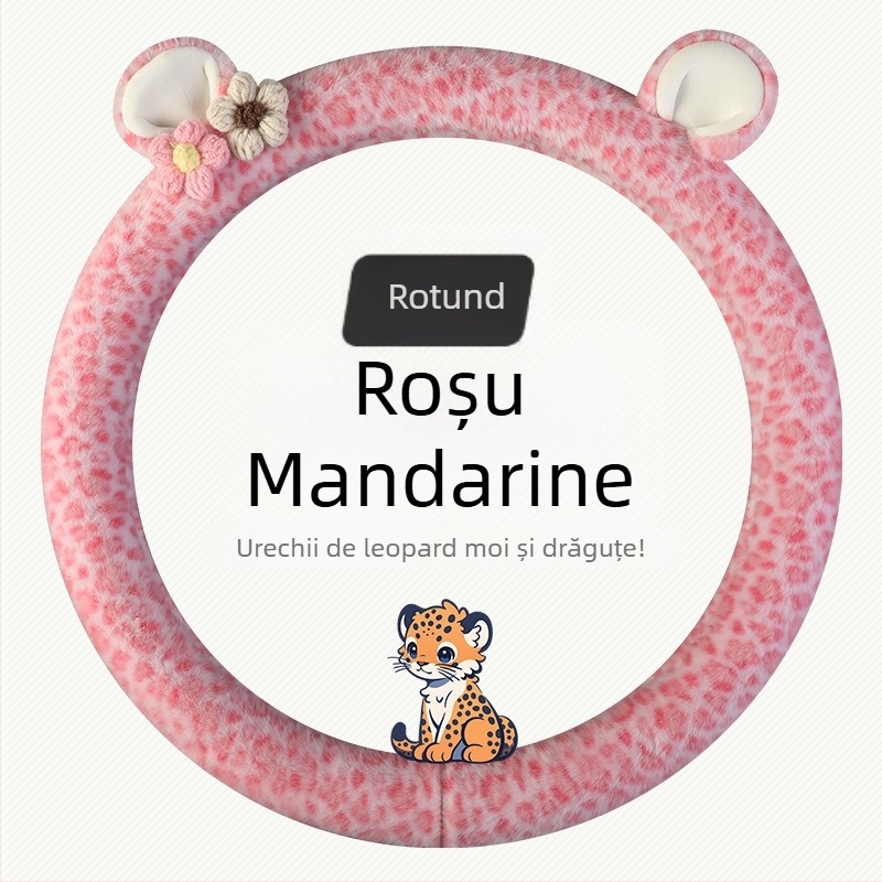 Acoperire volan din pluș - stil original, utilizare iarnă, potrivire universală, material: pluș sintetic