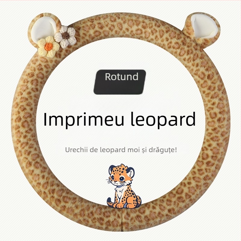 Acoperire volan din pluș - stil original, utilizare iarnă, potrivire universală, material: pluș sintetic