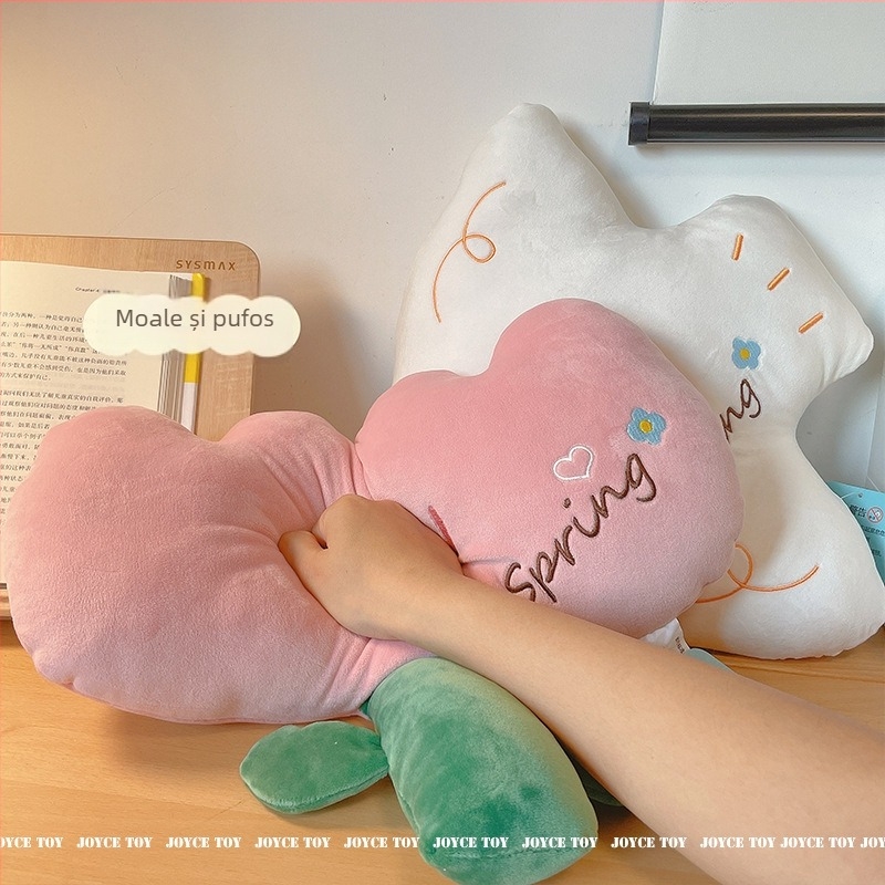 Păpușă pluș cu floare de lalea - pluș extrem de moale, design în stil vegetal, umplutură PP bumbac, brand Cute Pine, marcă licențiată, vârsta 7–14 ani