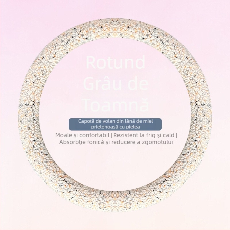 Husă de volan din velur de lână de miel, pentru iarnă, design minimalist, potrivire universală 38 cm