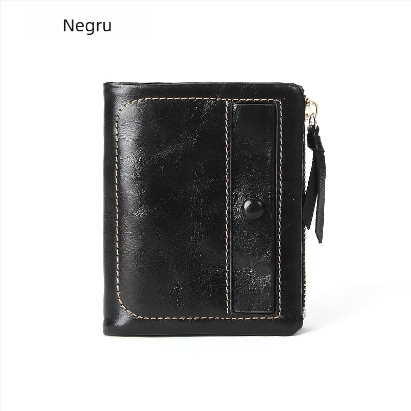 Portofel mic din piele naturală, din piele de vită de primă calitate, suport vertical pentru carduri și buzunar pentru monede