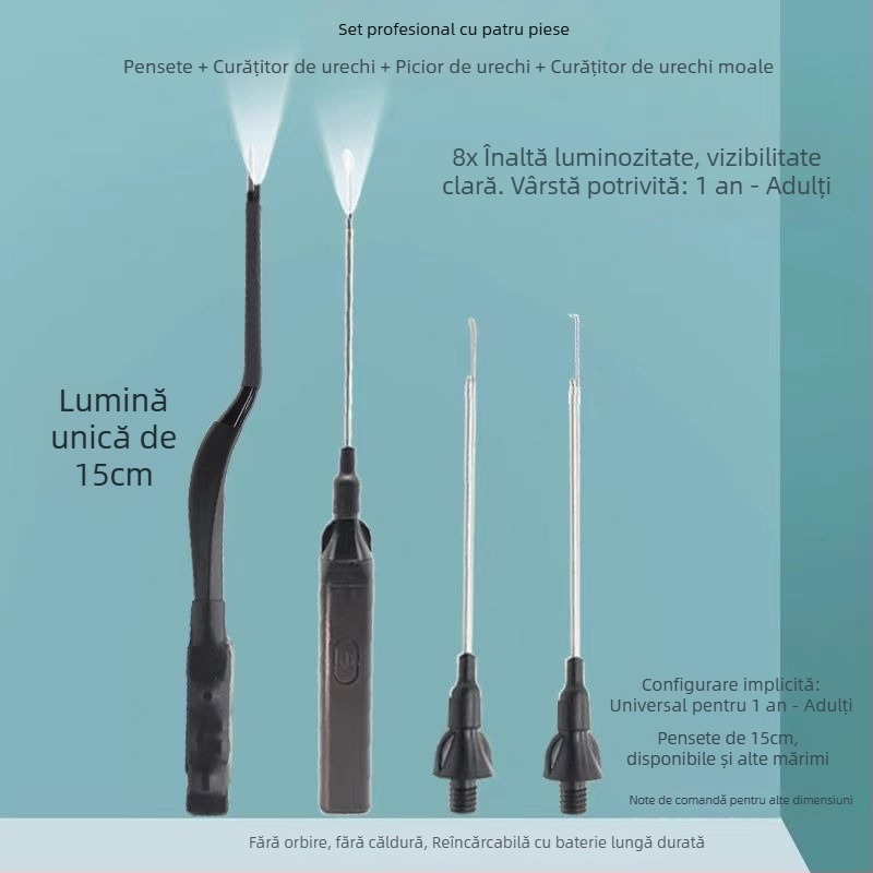 Clește de curățare a urechilor iluminat — instrument profesional, marcă Excellent Doctor