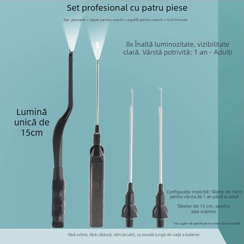 Clește de curățare a urechilor iluminat — instrument profesional, marcă Excellent Doctor