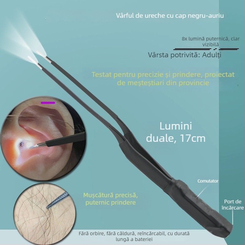Clește de curățare a urechilor iluminat — instrument profesional, marcă Excellent Doctor