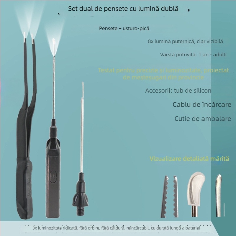 Clește de curățare a urechilor iluminat — instrument profesional, marcă Excellent Doctor