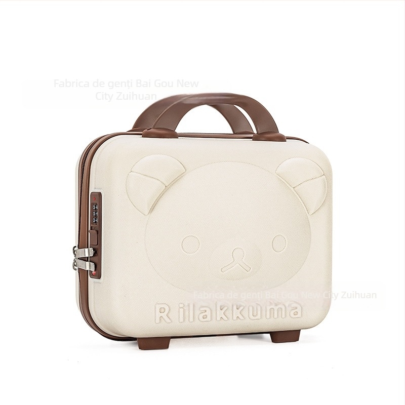 Cutie de machiaj cu motiv ursuleț, Material PP, Fermoar, Roți universale, Strat extensibil, Greutate 0,78 kg