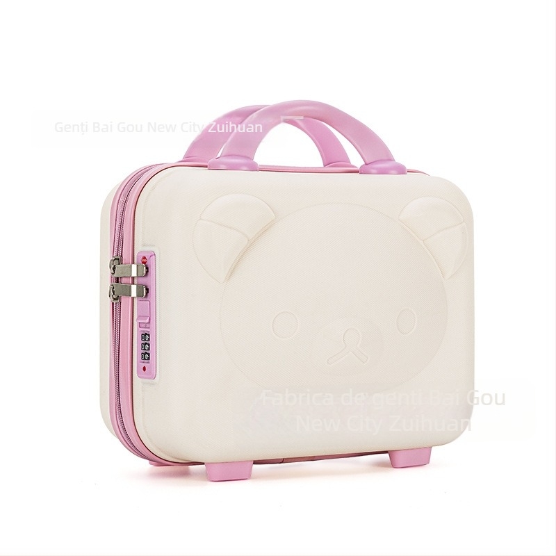 Cutie de machiaj cu motiv ursuleț, Material PP, Fermoar, Roți universale, Strat extensibil, Greutate 0,78 kg