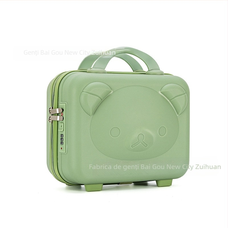 Cutie de machiaj cu motiv ursuleț, Material PP, Fermoar, Roți universale, Strat extensibil, Greutate 0,78 kg