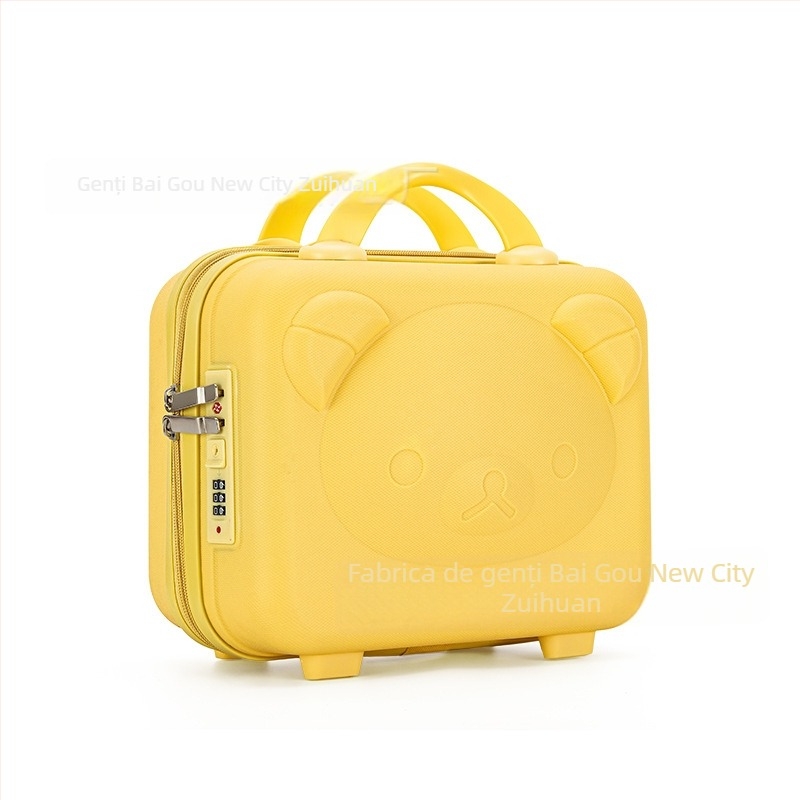 Cutie de machiaj cu motiv ursuleț, Material PP, Fermoar, Roți universale, Strat extensibil, Greutate 0,78 kg